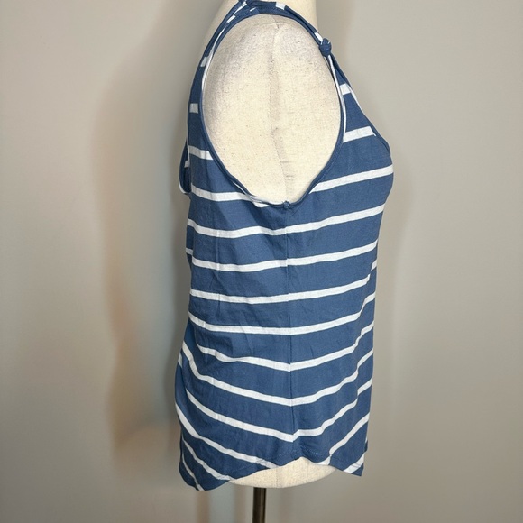 NWT sz S white blue stripe gauzy cotton double knot shirttail tank top - Picture 3 of 7